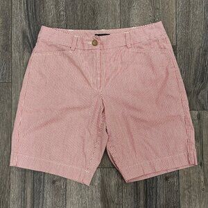 Women's Land's End Red & White Seersucker Shorts, Size 10